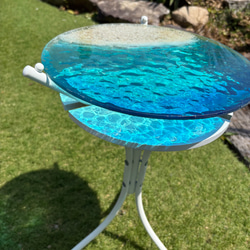 現品販売　ホワイトビーチ　海と砂浜　水紋の影　穏やかな海ガラスサイドテーブル　円形テーブル　エメラルドの海　 16枚目の画像