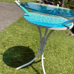 現品販売　ホワイトビーチ　海と砂浜　水紋の影　穏やかな海ガラスサイドテーブル　円形テーブル　エメラルドの海　 14枚目の画像