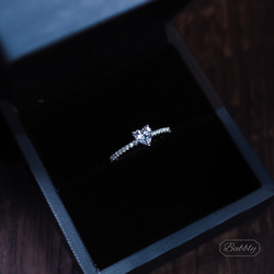 【極上の輝き】高炭素ダイヤモンド ハート ヘイローリング 重ね付 小ぶり ダイヤリング　 7枚目の画像