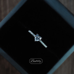 【極上の輝き】高炭素ダイヤモンド ハート ヘイローリング 重ね付 小ぶり ダイヤリング　 3枚目の画像