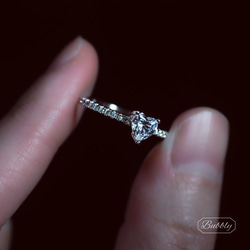 【極上の輝き】高炭素ダイヤモンド ハート ヘイローリング 重ね付 小ぶり ダイヤリング　 5枚目の画像