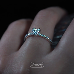 【極上の輝き】高炭素ダイヤモンド ハート ヘイローリング 重ね付 小ぶり ダイヤリング　 8枚目の画像