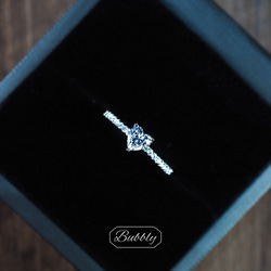 【極上の輝き】高炭素ダイヤモンド ハート ヘイローリング 重ね付 小ぶり ダイヤリング　 1枚目の画像