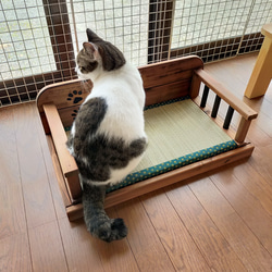 送料無料）再制作 伝統工芸 アタ細工 深めバスケット 猫や犬ベッド寝床