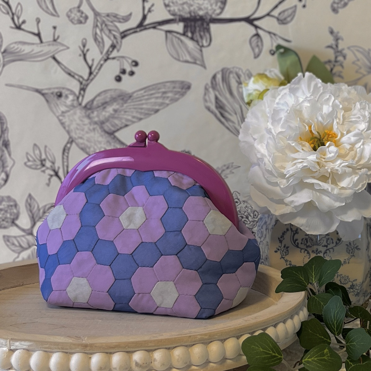 可憐な花のシフォンピースワークポーチ