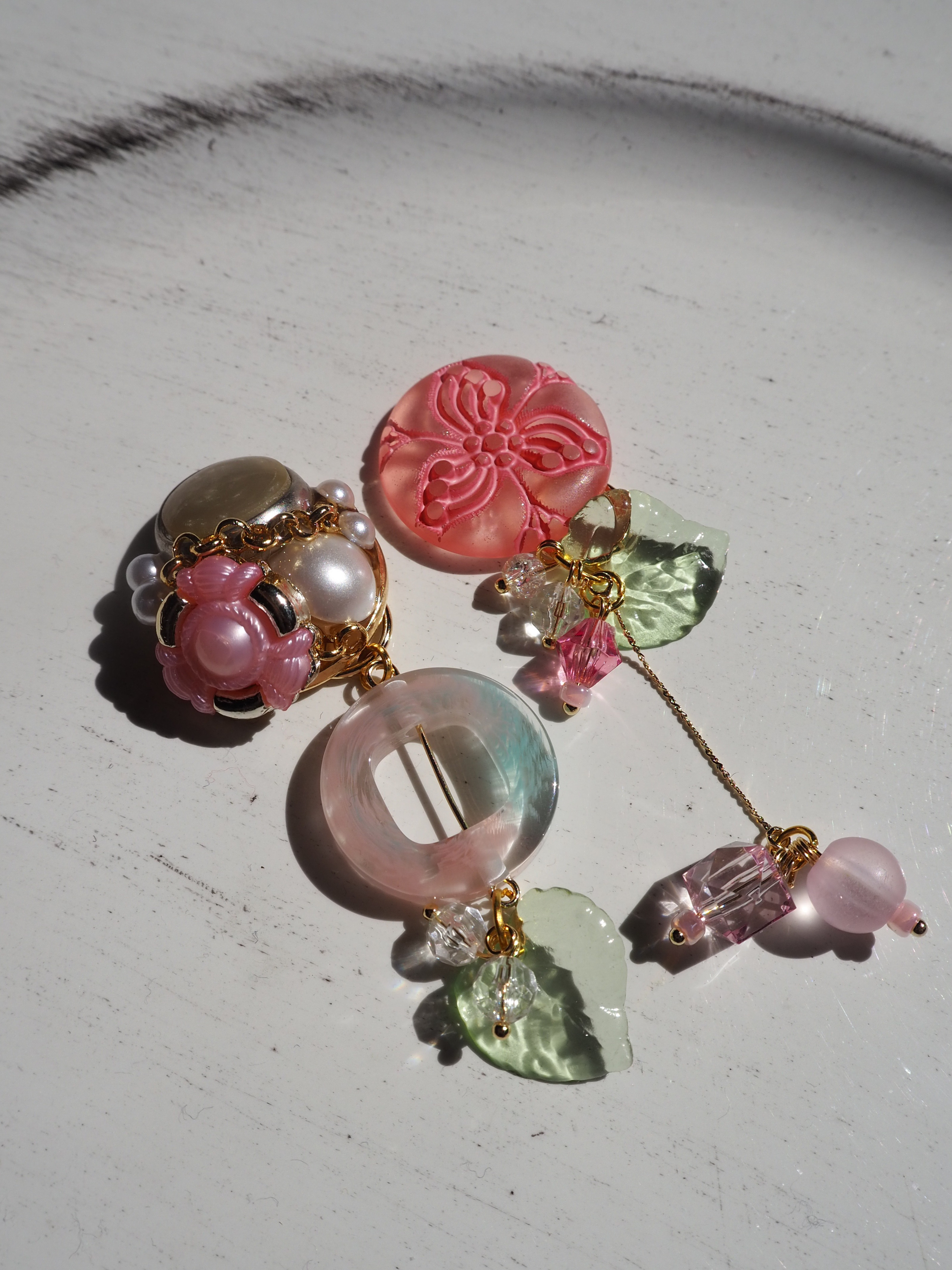 ボタンアクセサリー/イヤリング/春の青春