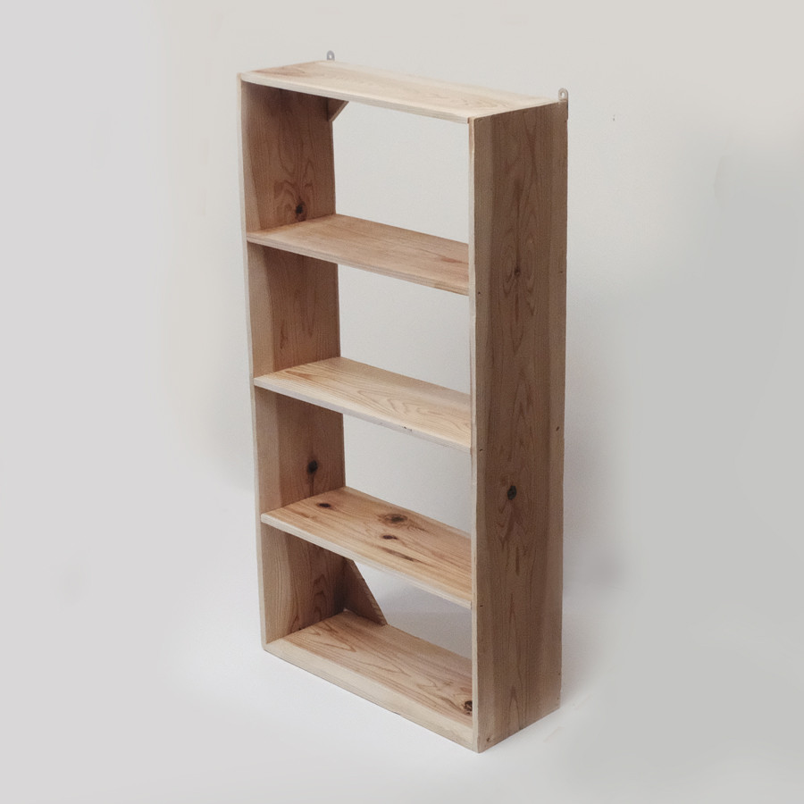 木製の壁掛けラック4段47x18x89