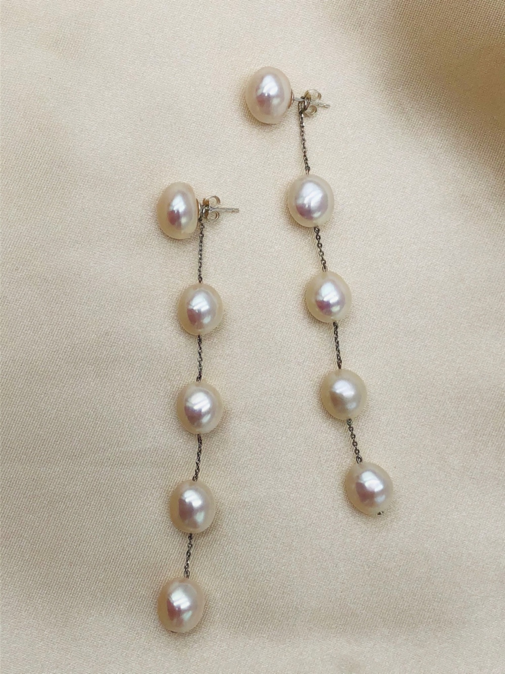 Sグレード　5連　バロックパールピアス、イヤリング(3連、4連も可能)