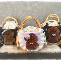 トイプードル♡カゴバックお散歩ほっこりもふもふ②パープル 2枚目の画像