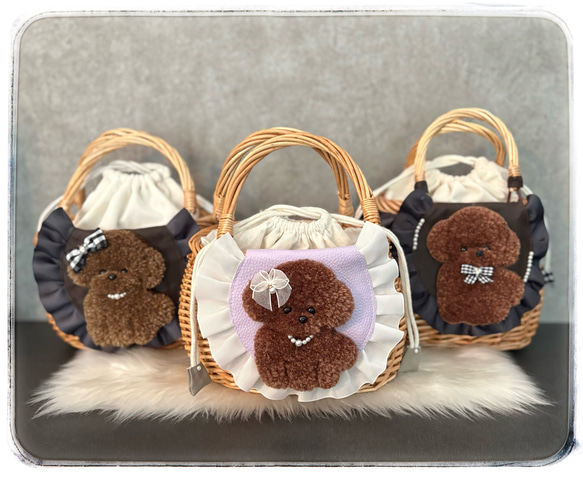 トイプードル♡カゴバックお散歩ほっこりもふもふ②パープル 2枚目の画像