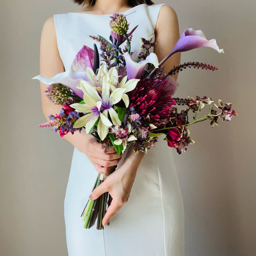 ウェディングブーケ 前撮りブーケ アーティフィシャルフラワー 個性的