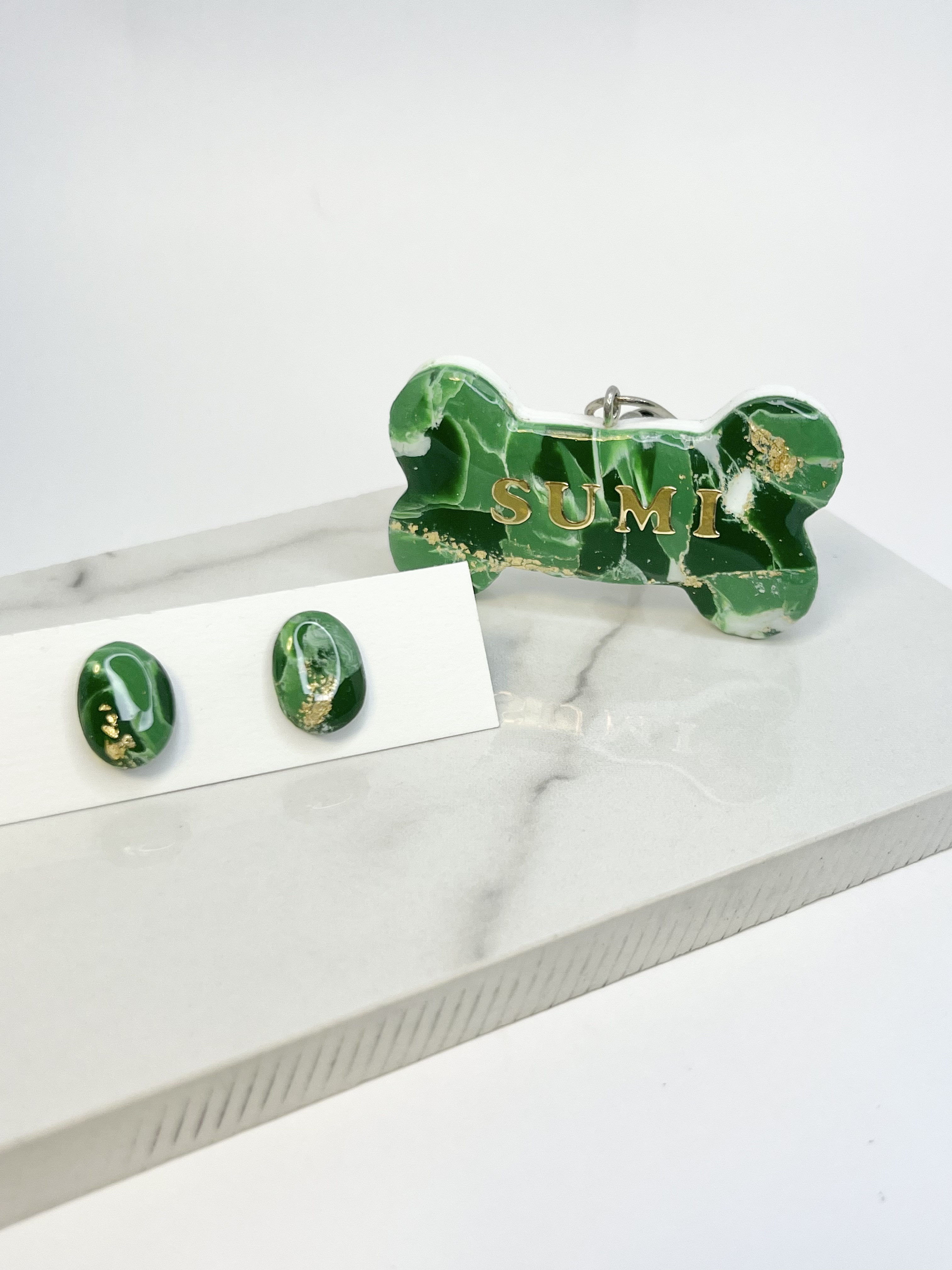 新緑のチャーム&イヤリング（ピアス）【愛犬とお揃いアクセサリー】