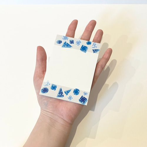セット】青い宝石のメモ帳とシールのセット 【Set】Blue gem notepad