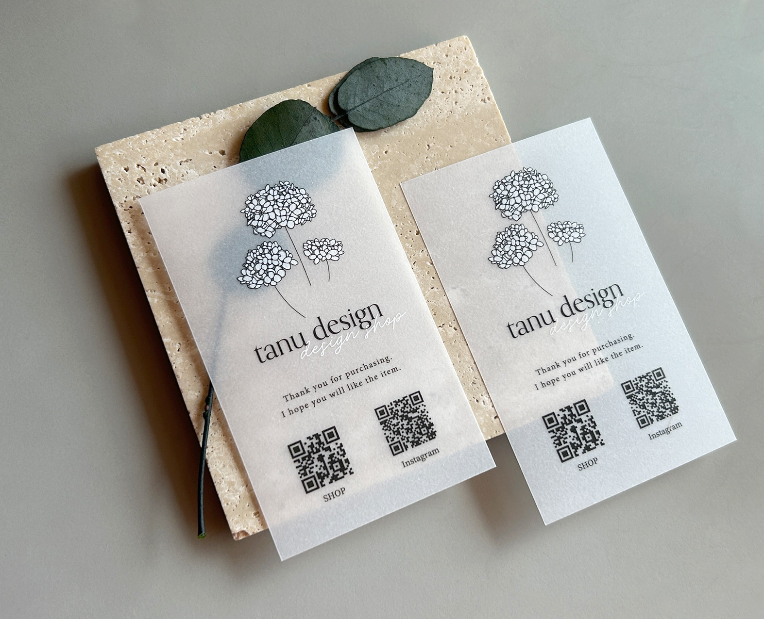 ＜半透明＞文字入れ・フォント変更可／トレーシングペーパーの名刺／No.166