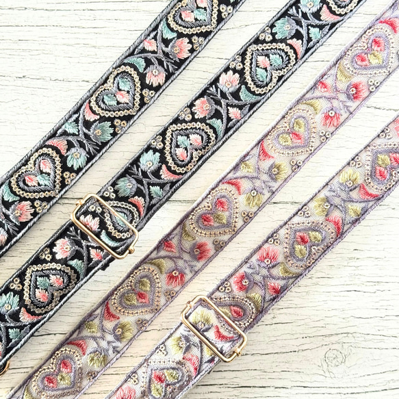 印度刺繡絲帶智慧型手機肩帶肩帶心型花 第4張的照片