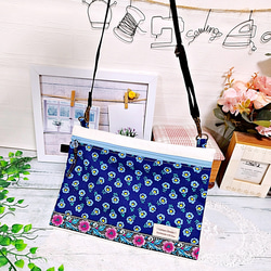生成り帆布11号 お花と刺繍リボンのサコッシュ♡ 4枚目の画像