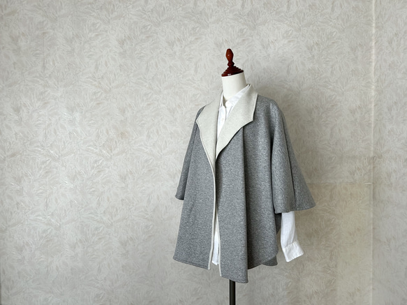 襟付き ポンチョ・カーディガン✴︎グレー カーディガン 來未