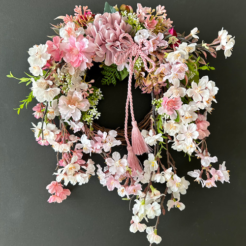 受注制作ふんわり春リース