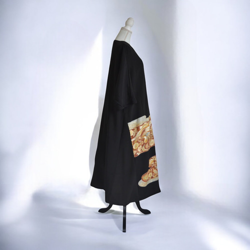 3XL ,着物リメイク,上品ワンピース, 黒留袖リメイク ワンピース, ,上品