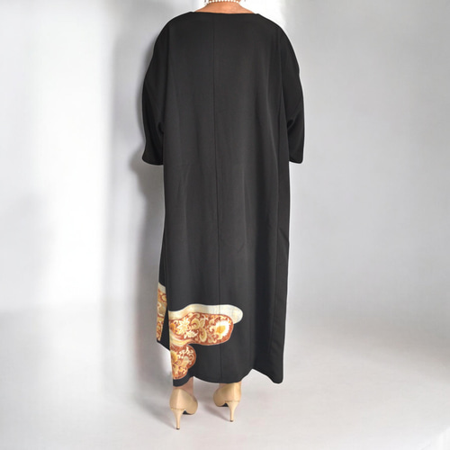 着物リメイクワンピース3500 着物リメイク ワンピースドレス 着物リメイク ワンピース 紬 M ～L