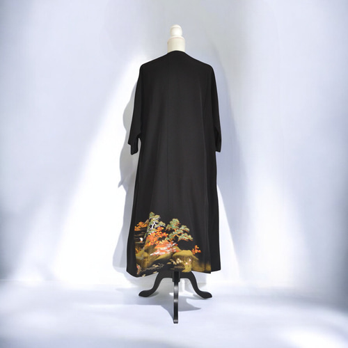 3XL ,着物リメイク,上品ワンピース, 黒留袖リメイク ワンピース, ,上品