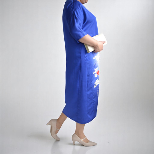 XL ,着物リメイク,上品ワンピース, 黒留袖リメイク ワンピース