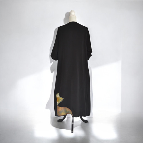XL ,着物リメイク,上品ワンピース, 黒留袖リメイク ワンピース