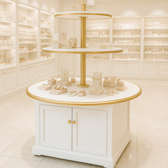 円形ディスプレイシェルフ（直径1400mm） 3段ラウンドシェルフ 特注