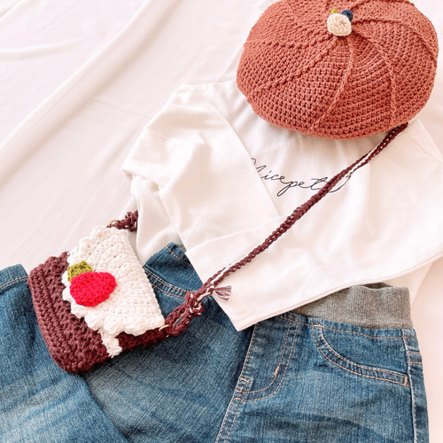 ポーチ ポシェット ショルダー バッグ 移動ポケット 手編み かぎ針編み