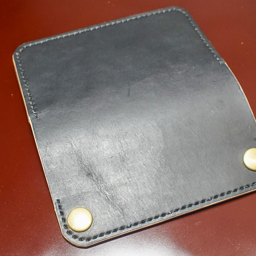 本革 トラッカーウォレット ミドル MW茶芯丘染め 3層 手縫い