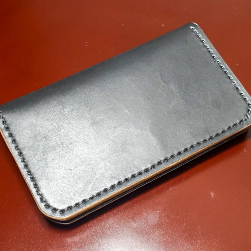 本革 トラッカーウォレット ミドル MW茶芯丘染め 3層 手縫い