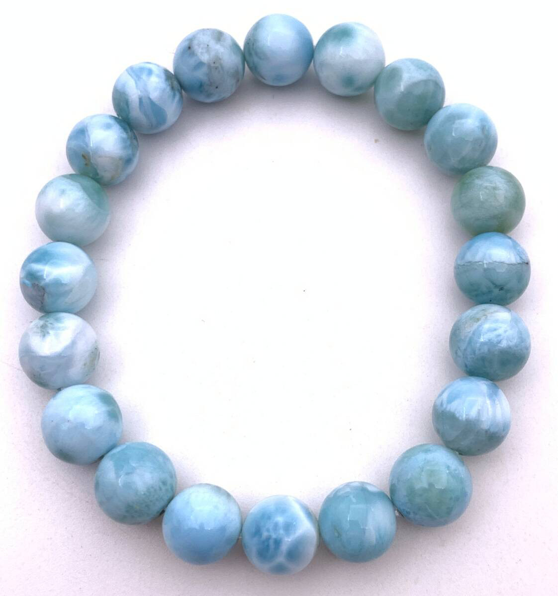 天然石ラリマーAAA 9.5mm玉のブレスレット-1