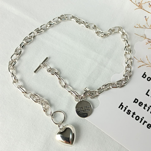 1pcs】プチプラ シルバー チェーンネックレス ネックレス ハート