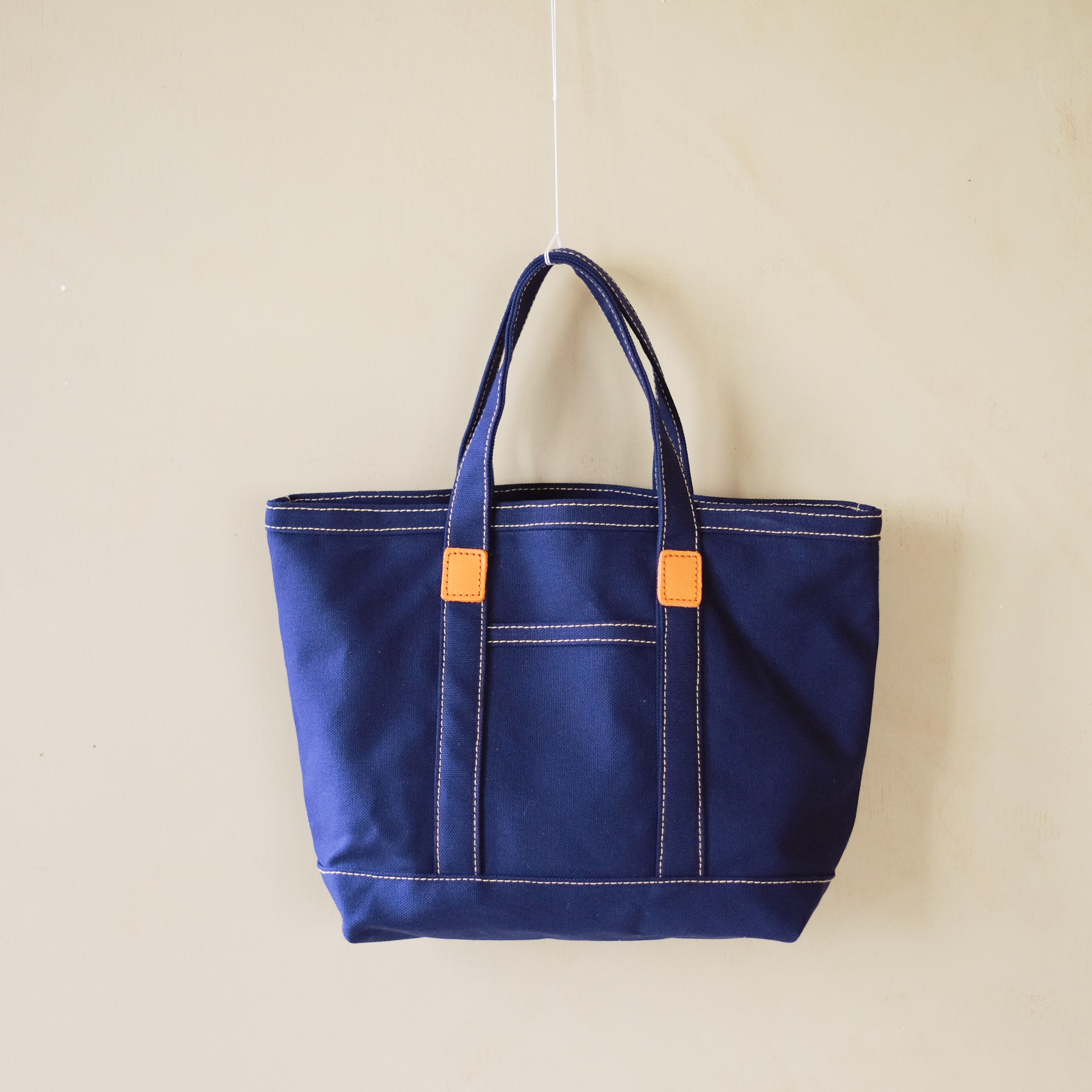 革と帆布のトートバッグ S ネイビー