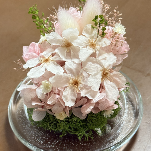 新作プリザーブドフラワーさくら紫陽花ガラスドーム 母の日ギフト 結婚