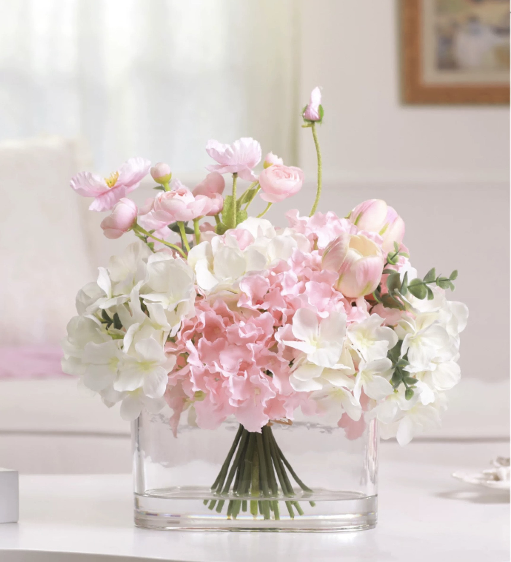 ピンク＆ホワイトのマジカルウォーターアレンジ