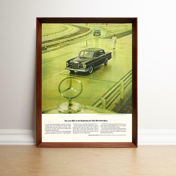 メルセデスベンツ 1960年代 アメリカ ヴィンテージ 雑誌 広告 額付