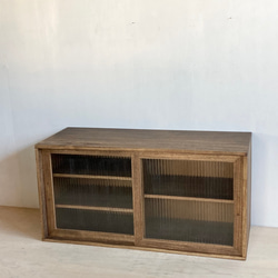 古い木製ガラスケース 3段 卓上 ショーケース 棚・シェルフ・ラック n