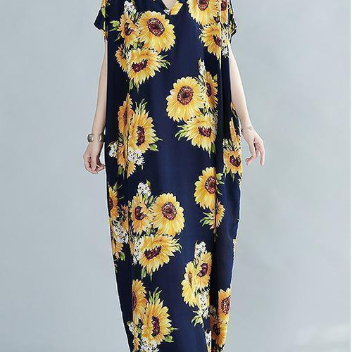 大きいサイズ レディース 春 夏 花柄 ロング ワンピース 新品 半袖