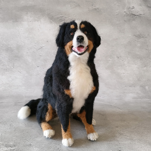 笑顔のバーニーズマウンテンドッグさん 羊毛フェルト 羊毛わんこ 福や