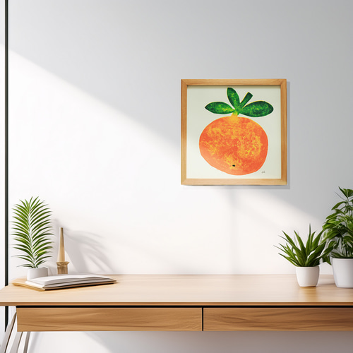 ましかくの絵「オレンジ」 現代アート 正方形 絵画 大月意匠 通販