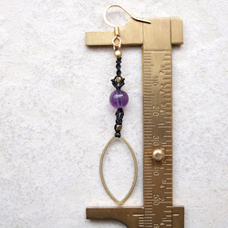 マーキスブラスフープアメジストマクラメピアスmacp128天然石エスニックアジアンエキゾチックなアレルギーフリーピアス 6枚目の画像