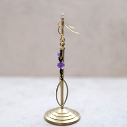 マーキスブラスフープアメジストマクラメピアスmacp128天然石エスニックアジアンエキゾチックなアレルギーフリーピアス 3枚目の画像