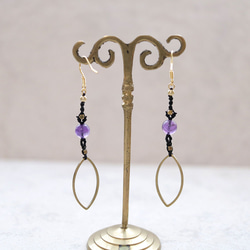 マーキスブラスフープアメジストマクラメピアスmacp128天然石エスニックアジアンエキゾチックなアレルギーフリーピアス 4枚目の画像