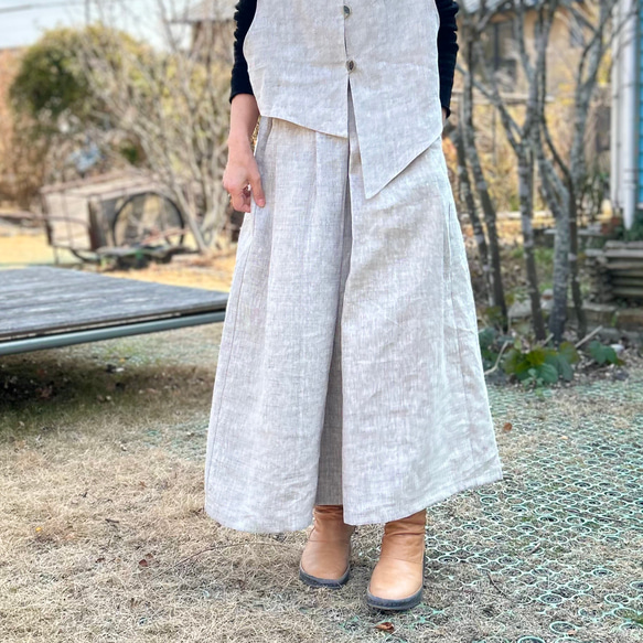 センタータックで足長♪リネンのワイドパンツ（25s−083） 4枚目の画像
