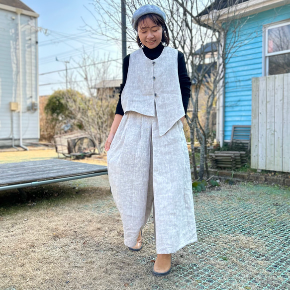 センタータックで足長♪リネンのワイドパンツ（25s−083） 8枚目の画像