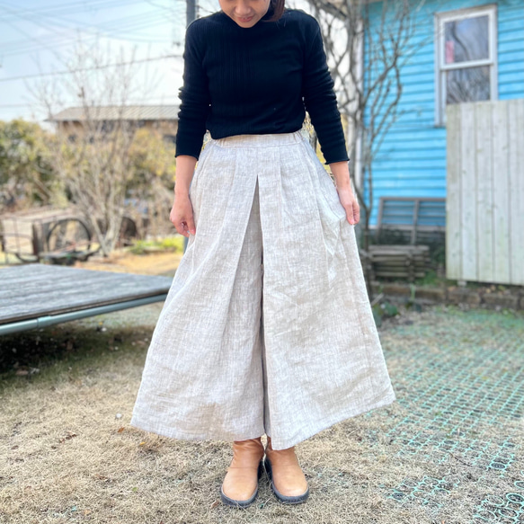 センタータックで足長♪リネンのワイドパンツ（25s−083） 5枚目の画像