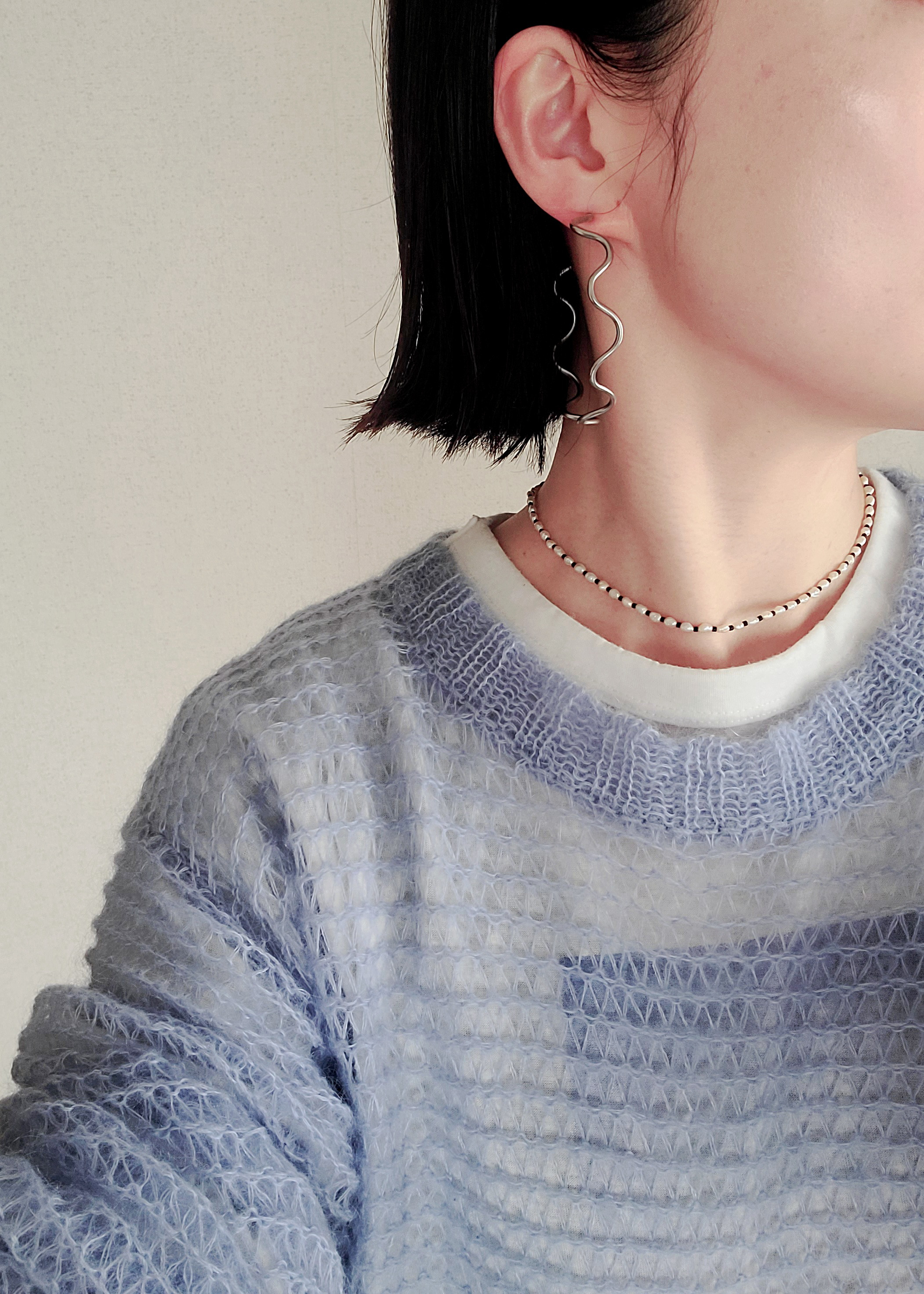 ライスパール　ブラックビーズ　チョーカー　38cm