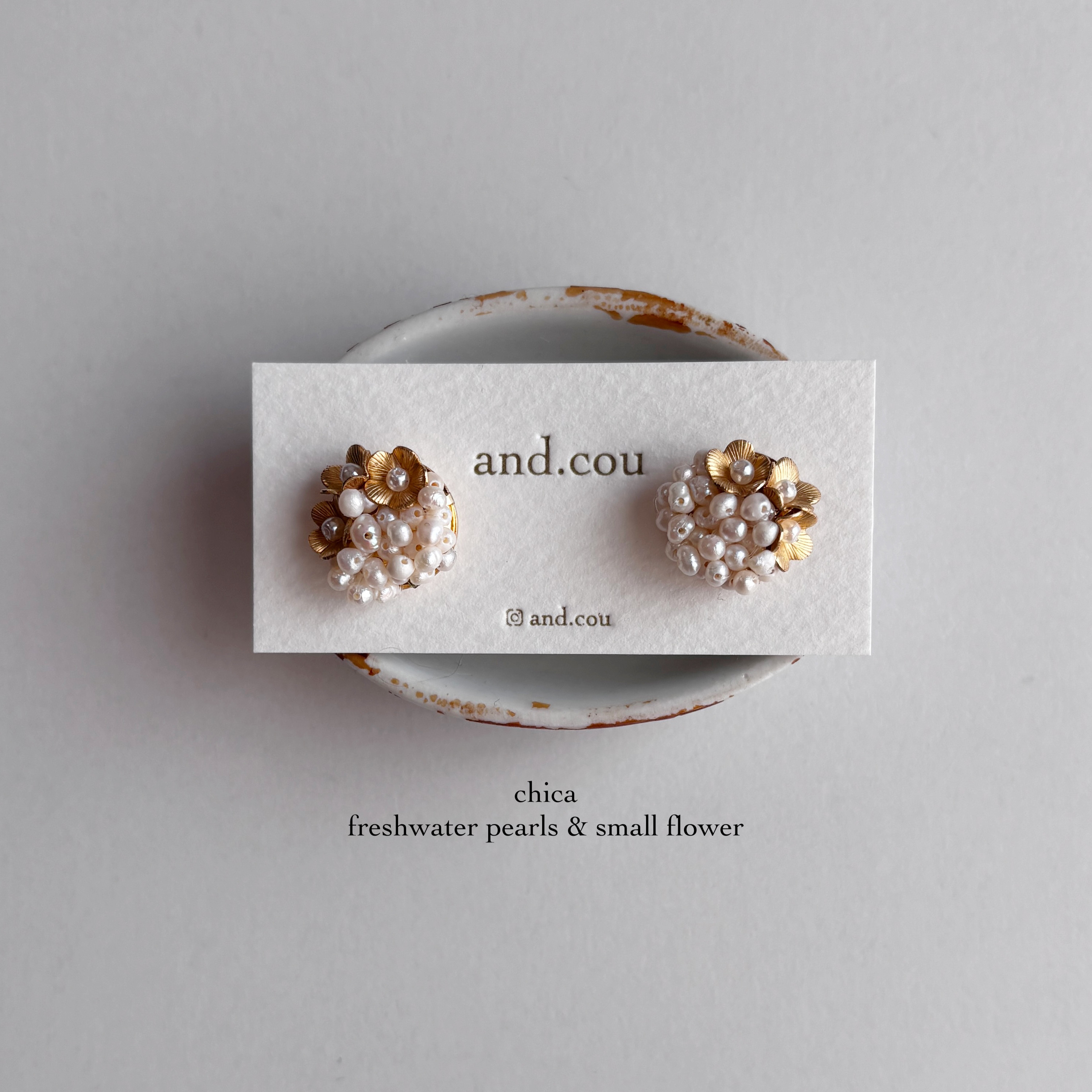 chica/淡水パール & 真鍮のお花　アレルギー対応