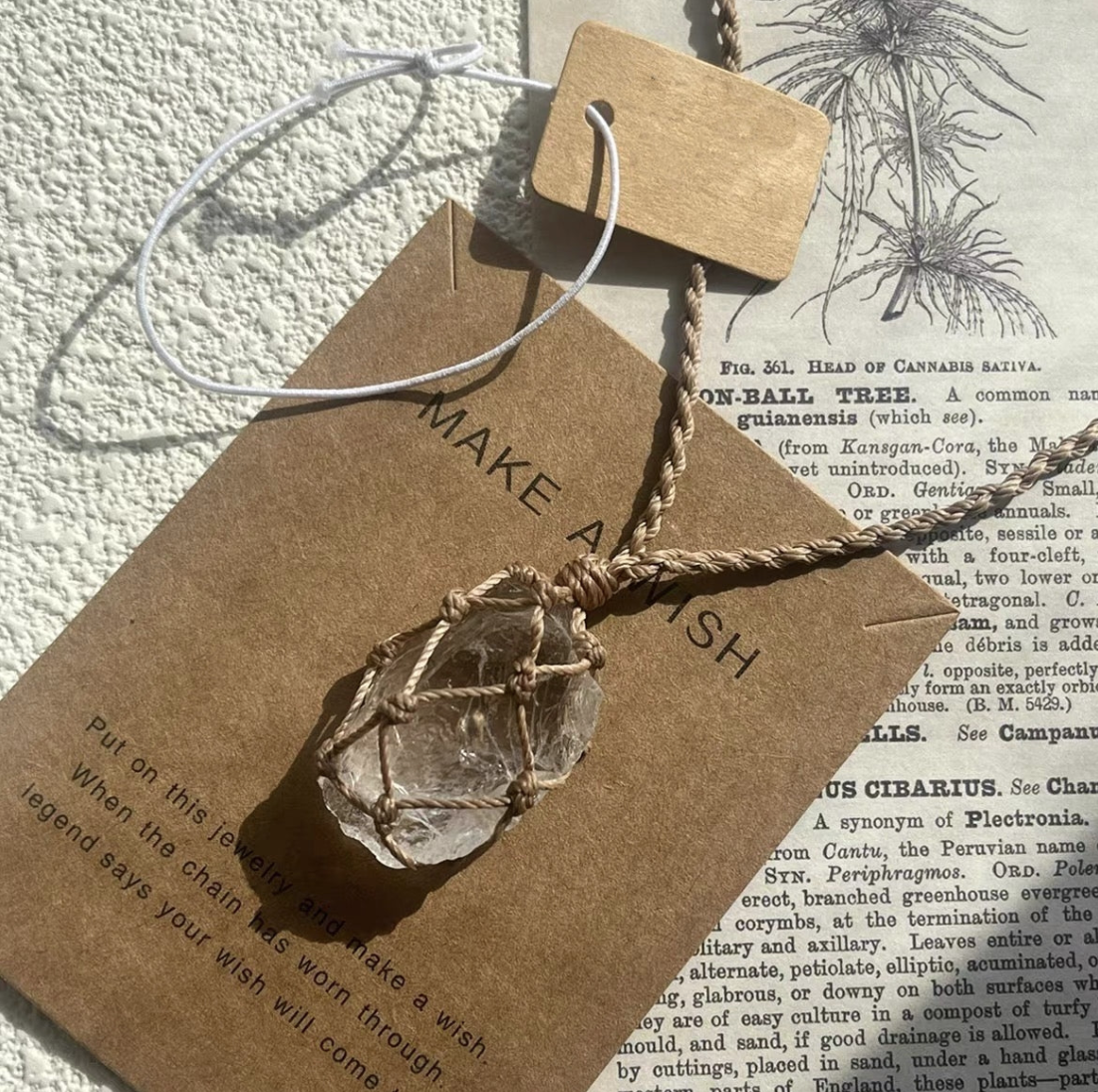 純粋手編み天然ホワイトクリスタル原石パワーペンダントです